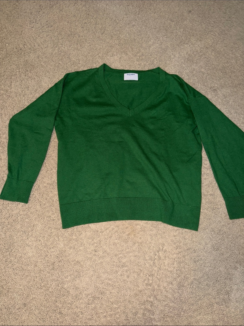Old Navy Green V-Neck Pullover Sweater